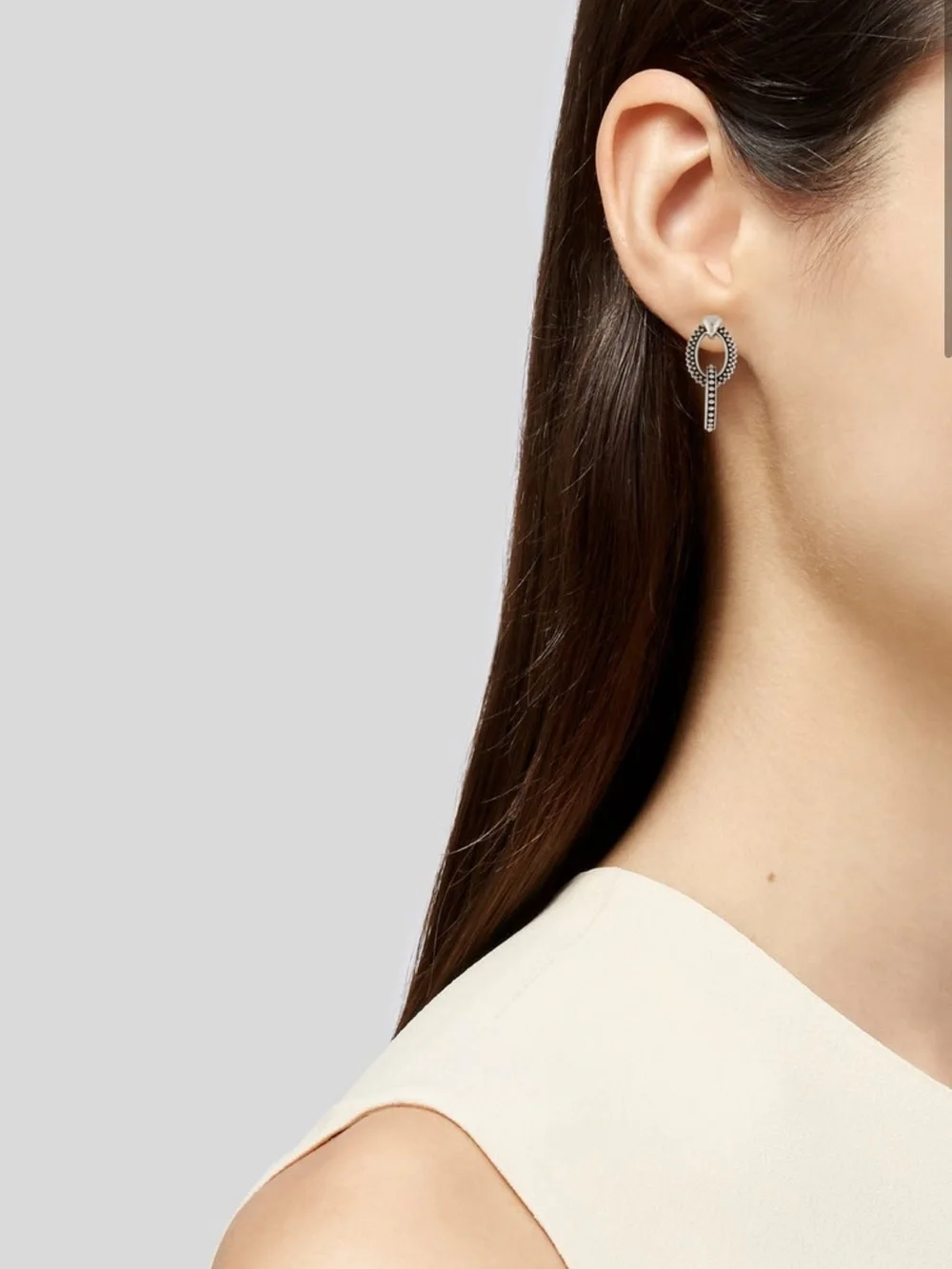LAGOS Signature Double Oval Caviar Beaded Drop Earrings 925 Sterling Silver - Picture 2 of 9